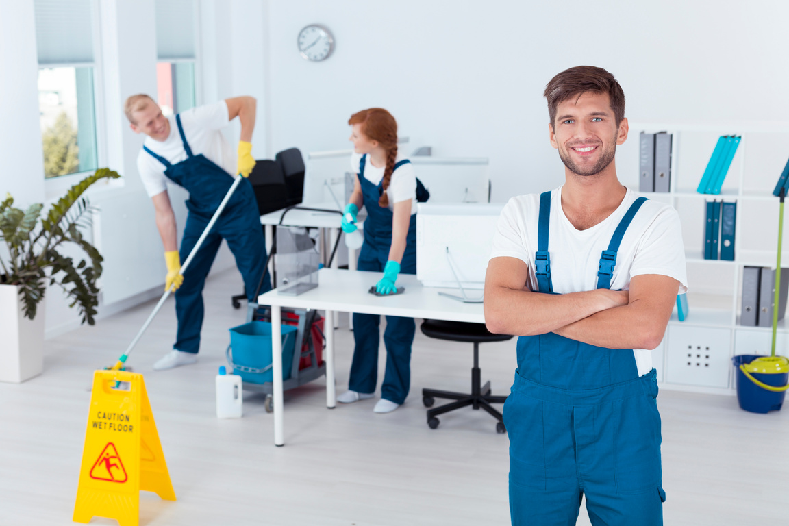 Man working for cleaning service